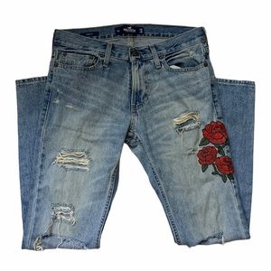 Hollister Ripped Skinny Flower Embroidered Jeans